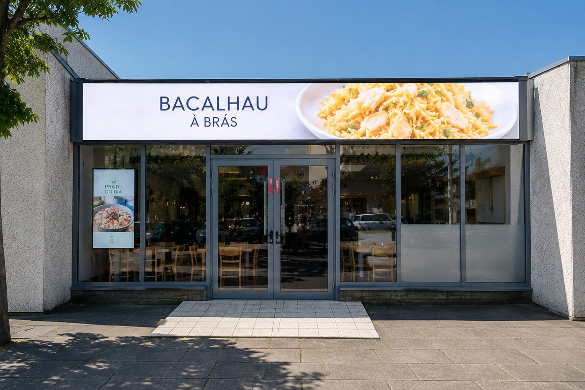 Painel LED exterior para fachada de restaurante em Coimbra