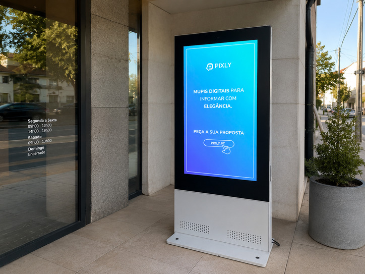 Digital mupi for a hotel or commercial space