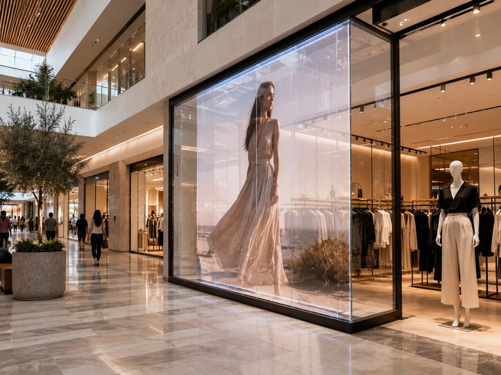 Outdoor LED panel on commercial façade